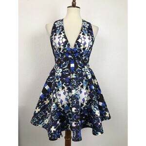 Finders Keepers Multicolor Print Cut Out Mini Fit Flare Dress